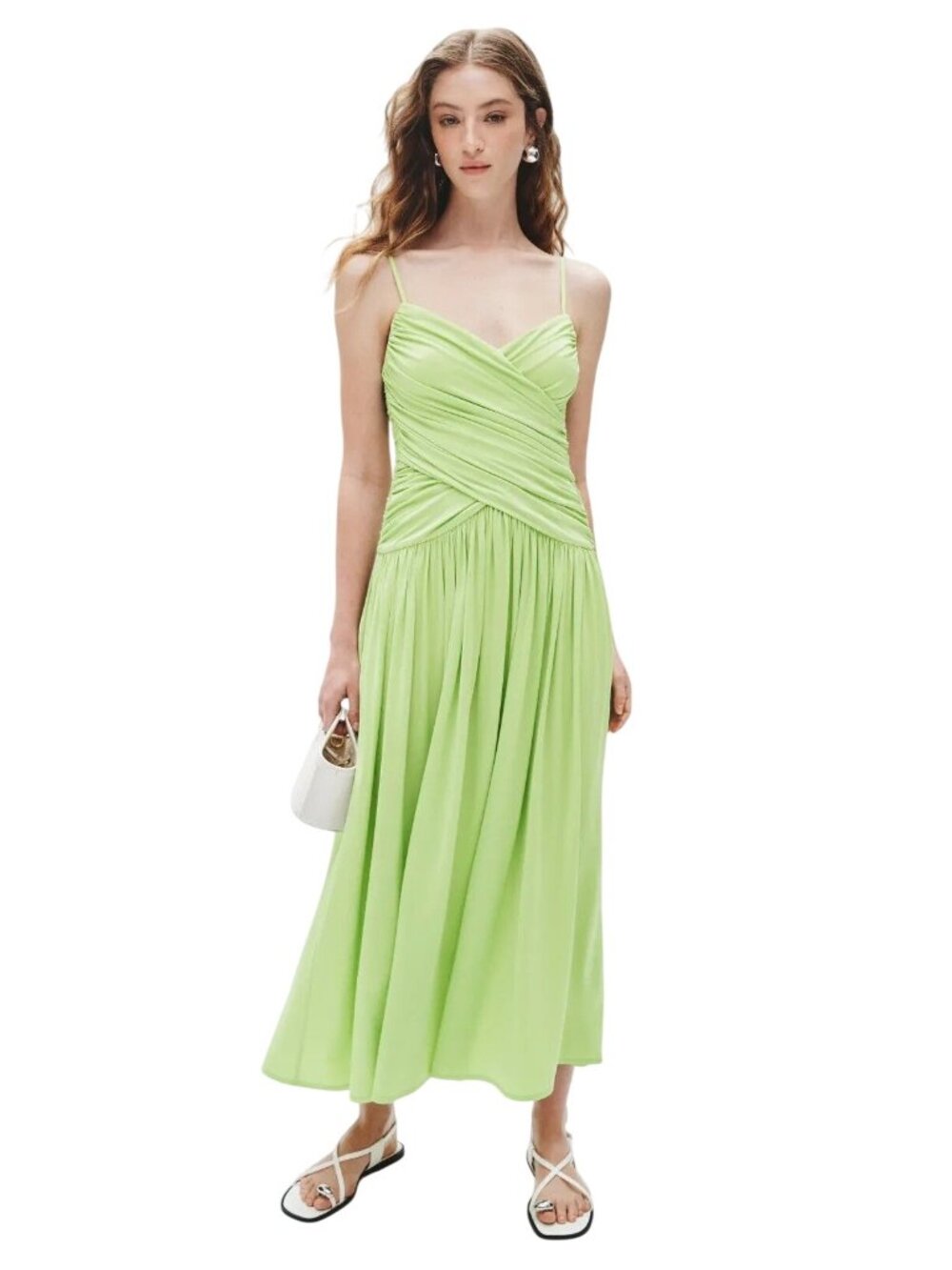 Rosetta Getty Sweetheart Ruched Dress In Lime Green Medium Womens Jersey Midi